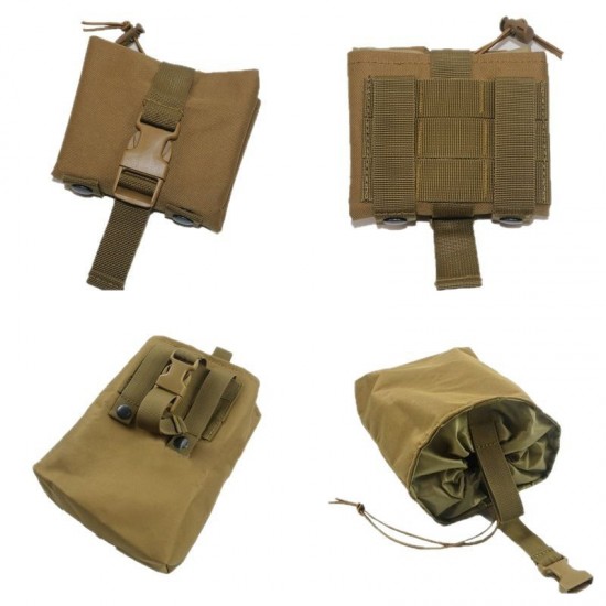 Tactical folding recyclable bag, miscellaneous storage bag, MOLLE accessory hanging bag outdoor sports multi-functional small waist bag