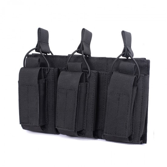 New tactical triple-link pouch, triple magazine pouch with attachment, pistol magazine pouch, multi-purpose storage bag for military enthusiasts