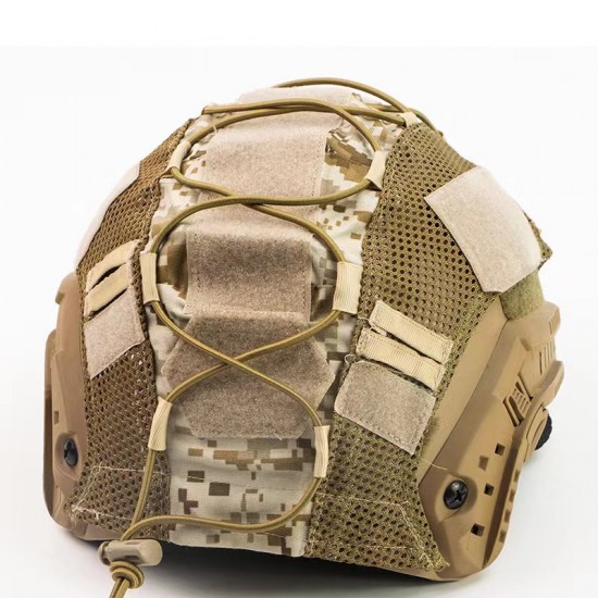 Outdoor tactical FAST helmet cover with camouflage fabric, elastic cord, CS Russian tactical helmet cover equipment