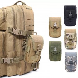 Multi-functional sports running waist belt mobile bag, men's waist bag, vertical double-layer Molle accessory bag, charging battery bag