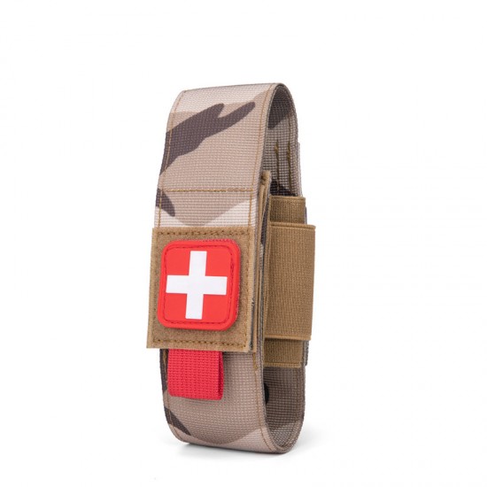 Tactical outdoor hemostatic bag Scissor holder bag, multi-functional Molle camouflage storage case, flashlight case