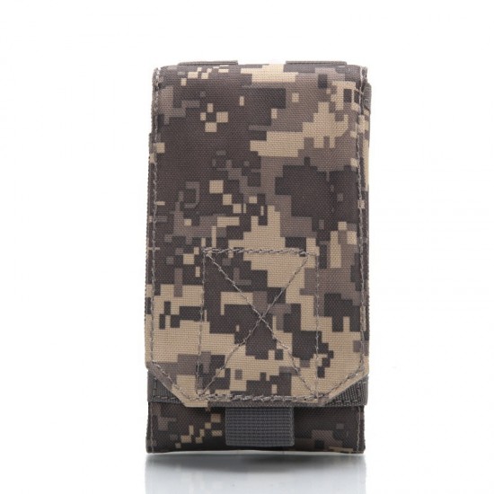 Military enthusiast outdoor 6-inch casual phone bag Multifunctional MOLLE accessory pouch, tactical camouflage cell phone waist bag